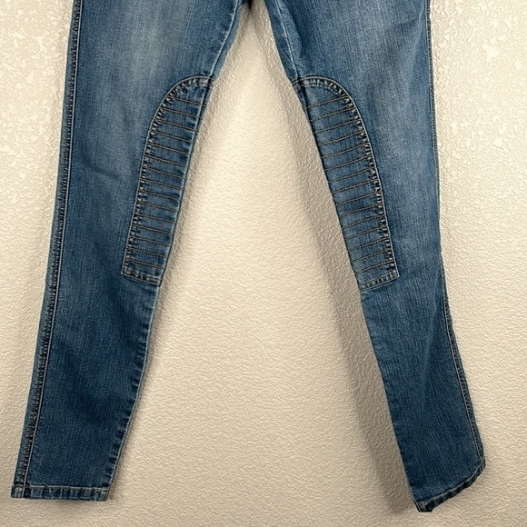 New York & Company Medium Wash Denim Moto Style Low Rise Legging Jeans Size 0 - Picture 3 of 7
